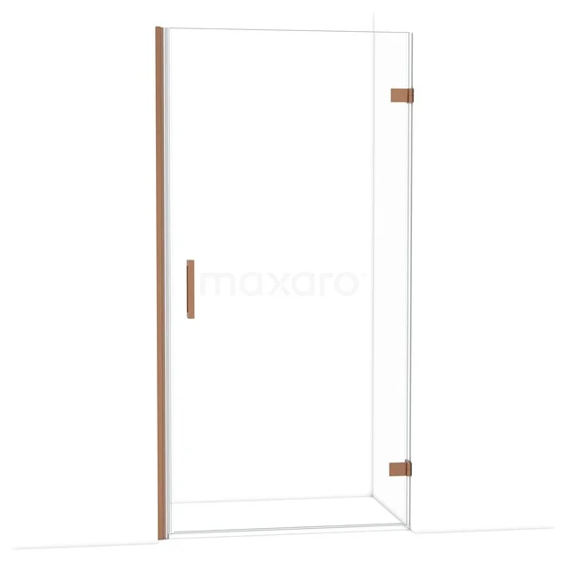 Diamond Shower door | 100 cm Copper Clear glass Pivot door DDA2210220KP Glazen douchedeur met koperkleurige scharnieren en handgreep, modern design voor stijlvolle badkamer inrichting.