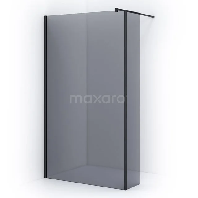 Pearl Inloopdouche 120 Cm Mat Zwart Rookglas Vaste Wand Met Zijwand IPC122301MN Maxaro