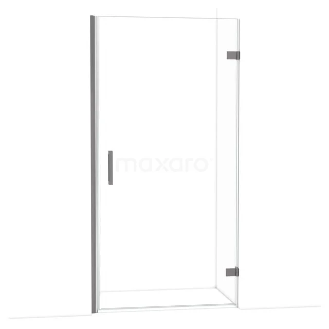 Diamond Douchedeur | 100 cm Zwart metaal Helder glas Draaideur DDA2210220ZM Glazen douchedeur met scharnieren, doorzichtig, metalen handgreep en strak design voor een moderne badkamer.