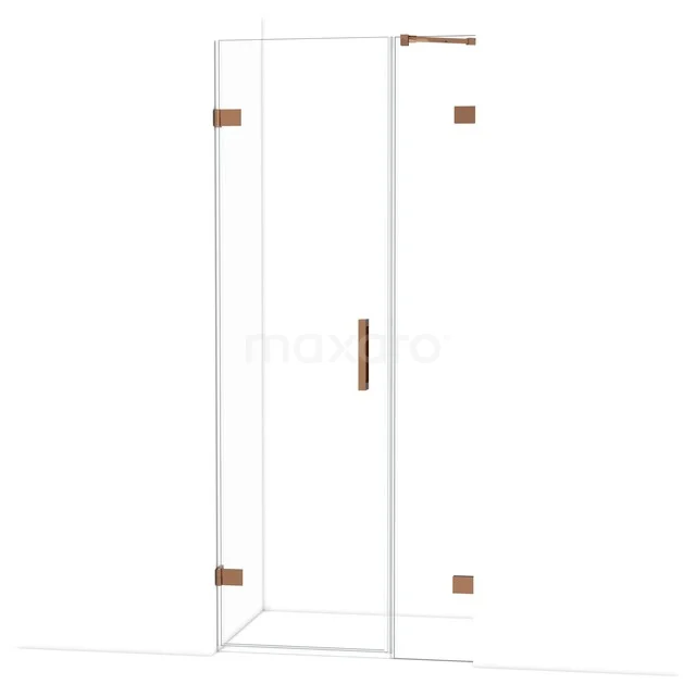 Diamond Duschtür | 85 cm Glänzendes Kupfer Klarglas Drehtür DDC210603220GKP Glas Duschkabine mit Kupfer Scharnieren und Handgriff, minimalistisches Design und geeignet für moderne Bäder.