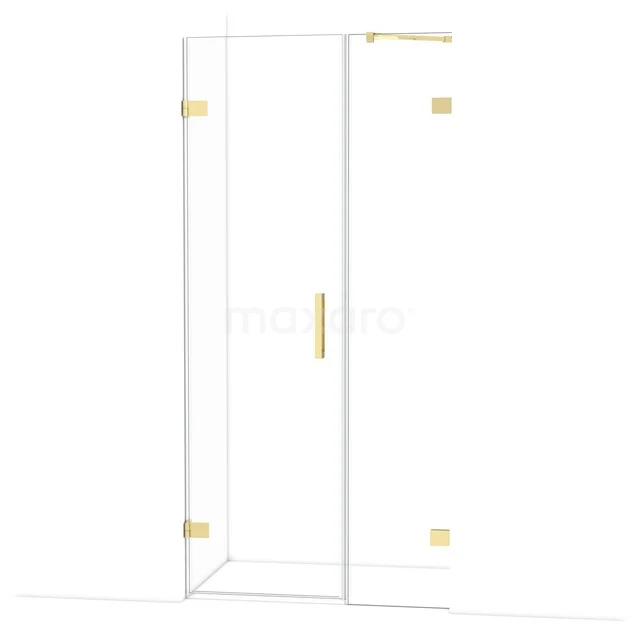 Diamond Douchedeur | 95 cm Glanzend lichtgoud Helder glas Draaideur DDC210604220GLG Glazen hoekdouchecabine met goudkleurige scharnieren en handgreep, ideaal voor een moderne badkamerstijl.