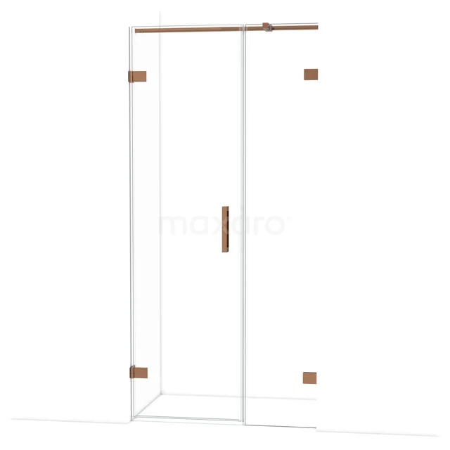 Diamant-Duschtüren DDC210604320GKP Glasene Ecke Duschkabine mit kupferfarbenen Akzenten und Drehtür, ideal für ein stilvolles und modernes Badezimmer.