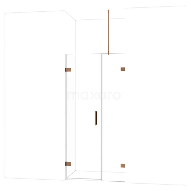 Glasene Duschkabine mit Eckzugang, einem minimalistischen Design und Messingakzenten, perfekt für ein modernes Badezimmer.