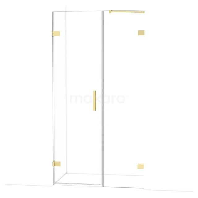 Diamond Shower door | 105 cm Glossy light gold Clear glass Pivot door DDC210605220GLG Glazen douchecabine met goudkleurige accenten, strak design, ideaal voor een moderne badkamer.