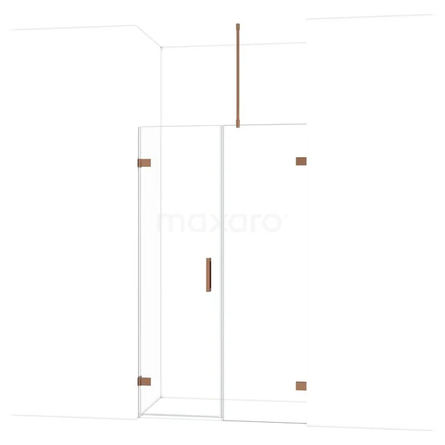 Diamond Douchedeur | 115 cm Glanzend koper Helder glas Draaideur DDC210606720GKP Inloopdouche met schuifdeur, glas en messing accenten, moderne badkamerstijl, perfect voor een strakke en luxe uitstraling.