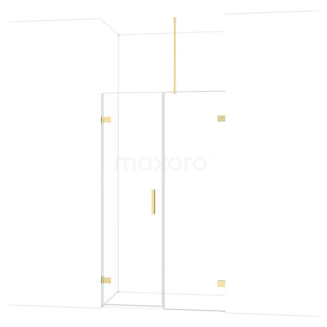 Diamond Shower door | 115 cm Shiny light gold Clear glass Pivot door DDC210606720GLG Shower wall with door, clear glass, gold-coloured details and sleek design; a stylish addition for any modern bathroom.