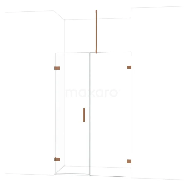 Diamond Douchedeur | 125 cm Glanzend koper Helder glas Draaideur DDC210607720GKP Douchewand met deur, glas en koperkleurige accenten, ideaal voor een luxe badkamer.