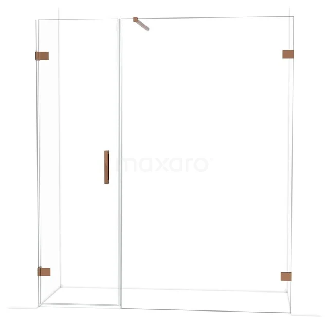 Diamond Shower door | 175 cm Glanzend koper Clear glass Pivot door DDC210612120GKP Glazen douchewand met deur, helder glas, incl. koperkleurige scharnieren en handgreep, moderne designuitstraling voor de badkamer.