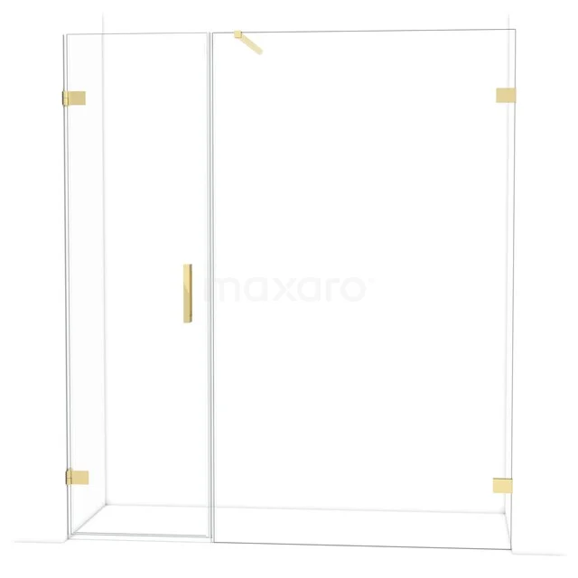 Diamond Douchedeur | 175 cm Glanzend lichtgoud Helder glas Draaideur DDC210612120GLG Glazen douchewand met gouden accenten, modern design en premium afwerking, ideaal voor een stijlvolle badkamer inrichting.