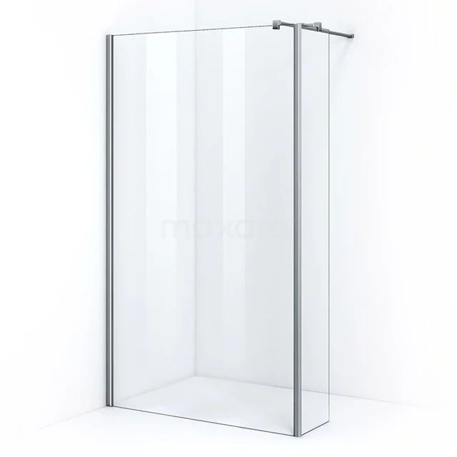 Pearl begehbare Dusche | 120 cm Feste Wand mit Seitenwand IPC122400C Strakke Duschwand von Klarglas mit matt silbernen Profilen, ideal für eine moderne Badezimmergestaltung.