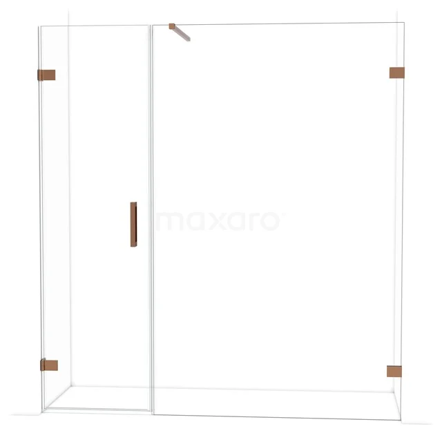 Diamond Shower door | 185 cm Glanzend koper Clear glass Pivot door DDC210613120GKP Douchewand met deur, helder glas, goudkleurige scharnieren en handgreep, luxe en stijlvol ontwerp voor moderne badkamers.