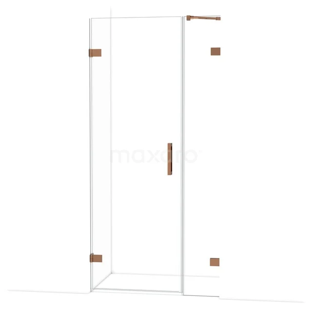 Diamond Shower door | 95 cm Glanzend koper Clear glass Pivot door DDC210703220GKP Glazen douchewand met deur, transparant design, roségouden scharnieren, perfect als stijlvolle toevoeging aan de badkamer.