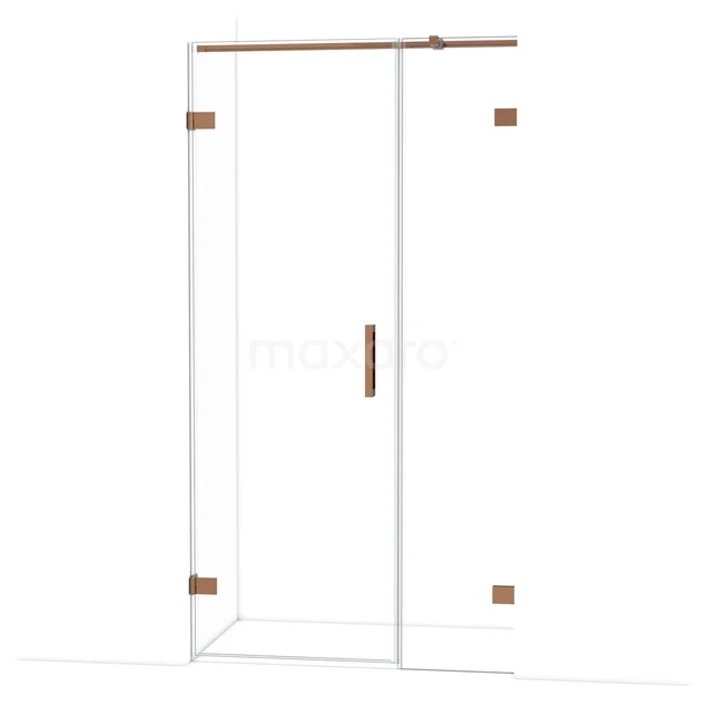 Diamond Duschtür | 105 cm Glänzendes Kupfer Klarglas Drehtür DDC210704320GKP Glasdusche mit kupferfarbenen Akzenten und Schiebesystem, ideal für ein modernes Badezimmer.