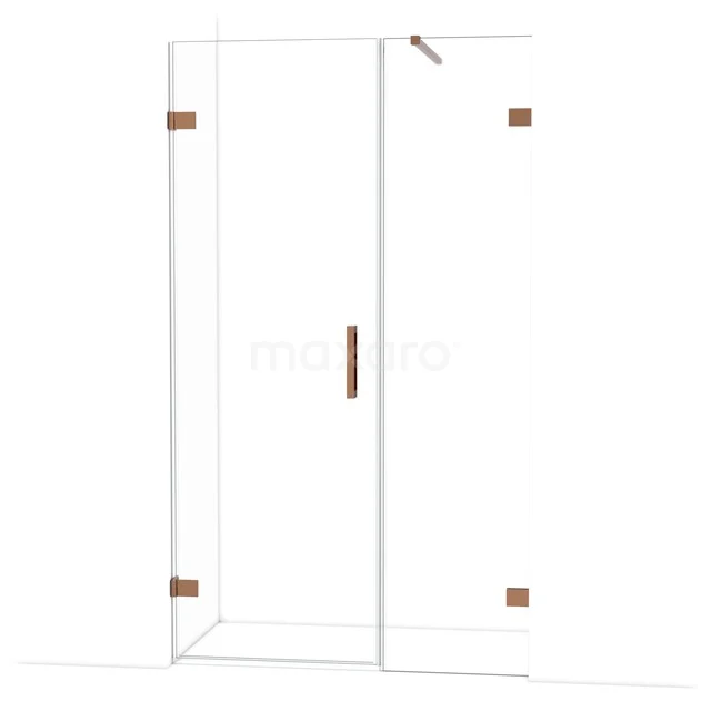 Diamond Duschtür | 115 cm Glänzendes Kupfer Klarglas Drehtür DDC210705120GKP Glas Duschkabine mit Messingakzenten, minimalistisches Design, ideal für ein modernes Badezimmer.