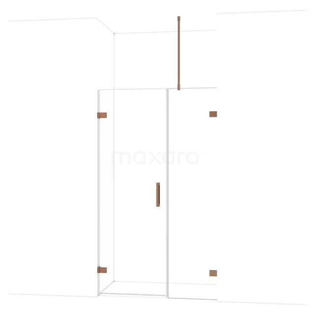 Diamond Douchedeur | 115 cm Glanzend koper Helder glas Draaideur DDC210705720GKP Glazen douchedeur met mat zwarte scharnieren, strak design, ideaal voor een moderne badkamer.
