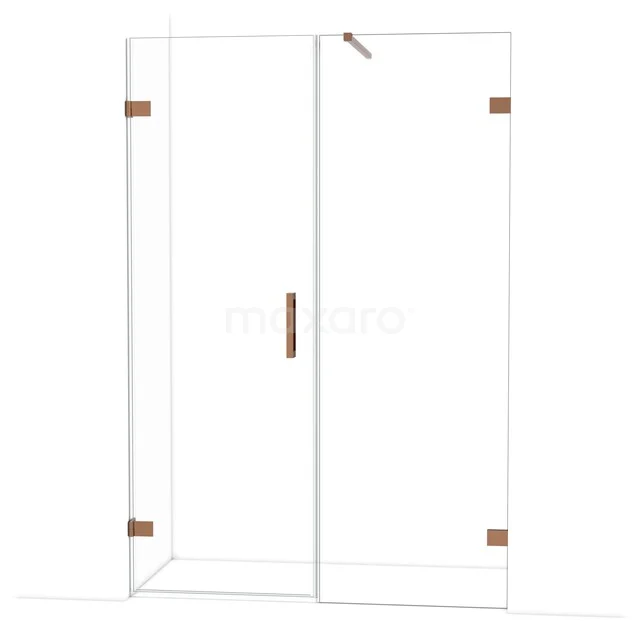 Diamond Douchedeur | 135 cm Glanzend koper Helder glas Draaideur DDC210707120GKP Glazen douchewand met deur, transparant design met goudkleurige accenten, ideaal voor een luxe moderne badkamer.