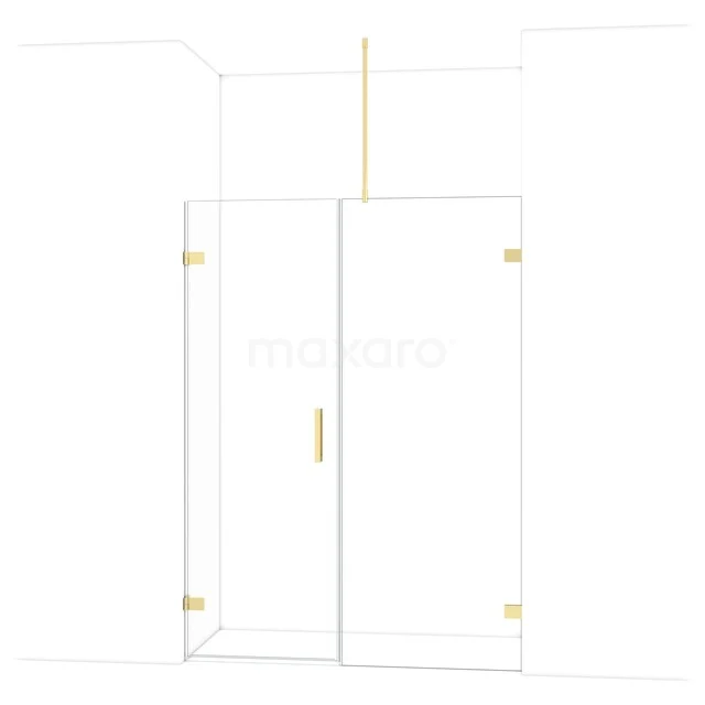Duschwand mit Tür, Klarglas, goldfarbene Ausführung, ideal für moderne Bäder, luxuriöses Design.