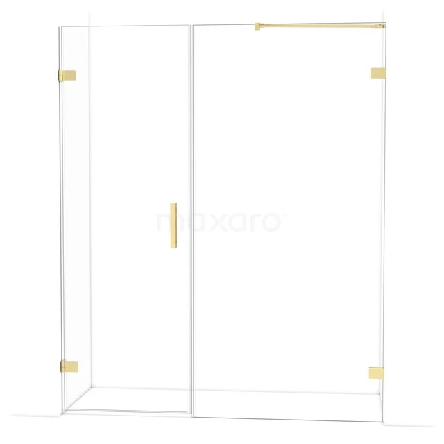 Glas Duschwand mit goldfarbenen Akzenten, elegantes Design, ideal für einen modernen Badezimmer Stil.