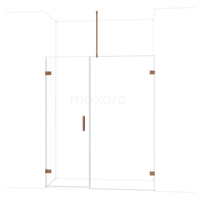 Diamond Shower door | 165 cm Shiny copper Clear glass Pivot door DDC210710720GKP Glazen douchecabine met koperkleurige accenten, modern design, ideaal voor een stijlvolle badkamerupgrade.