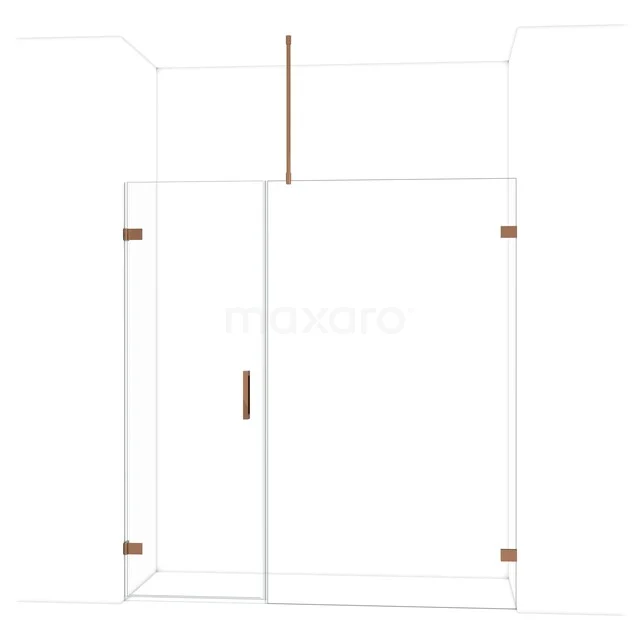 Diamond Duschtür | 185 cm Glänzendes Kupfer Klarglas Drehtür DDC210712720GKP Duschwand mit Tür in Klarglas, kupferfarbene Akzente, minimalistisches Design, ideal für einen luxuriösen Badezimmerstil.