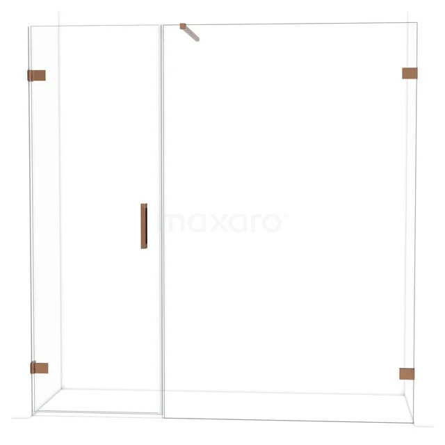 Diamond Douchedeur | 195 cm Glanzend koper Helder glas Draaideur DDC210713120GKP Glazen douchewand met deuren, helder glas, koperkleurige accenten; luxe badkameroplossing voor een modern interieur.