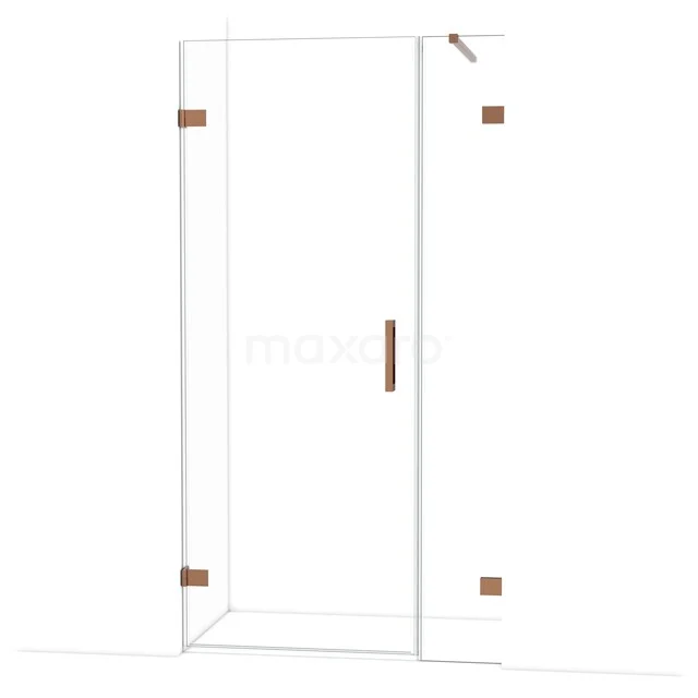 Diamond Douchedeur | 105 cm Glanzend koper Helder glas Draaideur DDC210803120GKP Glazen douchecabine met messing details, strakke vormgeving en draaideur, perfect voor een moderne badkamer.