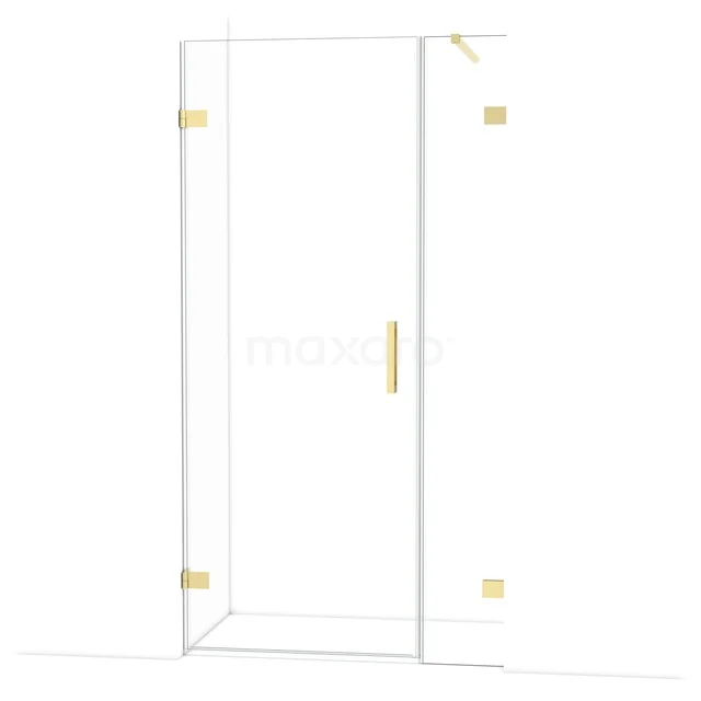 Diamond Shower door | 105 cm Glanzend lichtgoud Clear glass Pivot door DDC210803120GLG Glazen douchecabine met goudkleurige accenten, vierkant design, perfect voor een moderne badkamer.