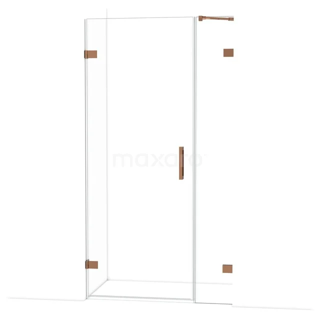Diamond Shower door | 105 cm Shiny copper Clear glass Pivot door DDC210803220GKP Glazen douchecabine met koperen scharnieren, strak design, ideaal voor een moderne badkamer.