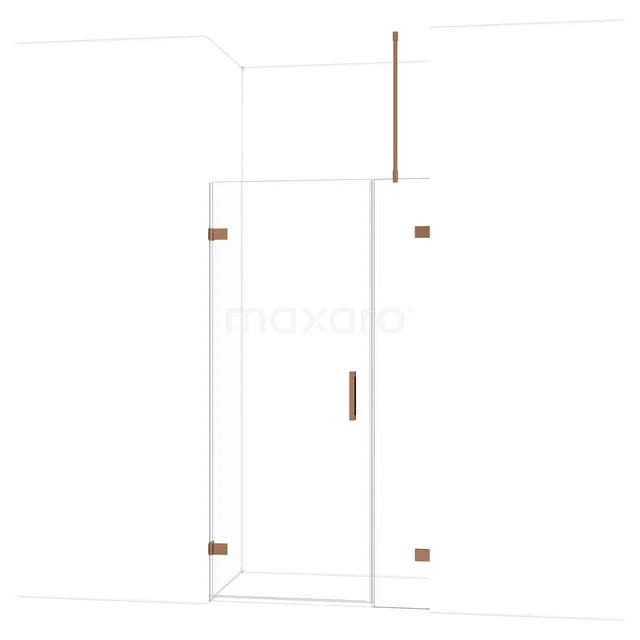 Diamond Duschtür | 105 cm Glänzendes Kupfer Klarglas Drehtür DDC210803720GKP Duschtür mit Klarglas, goldfarbenen Scharnieren und Haltegriff, ideal für eine luxuriöse Badezimmergestaltung.