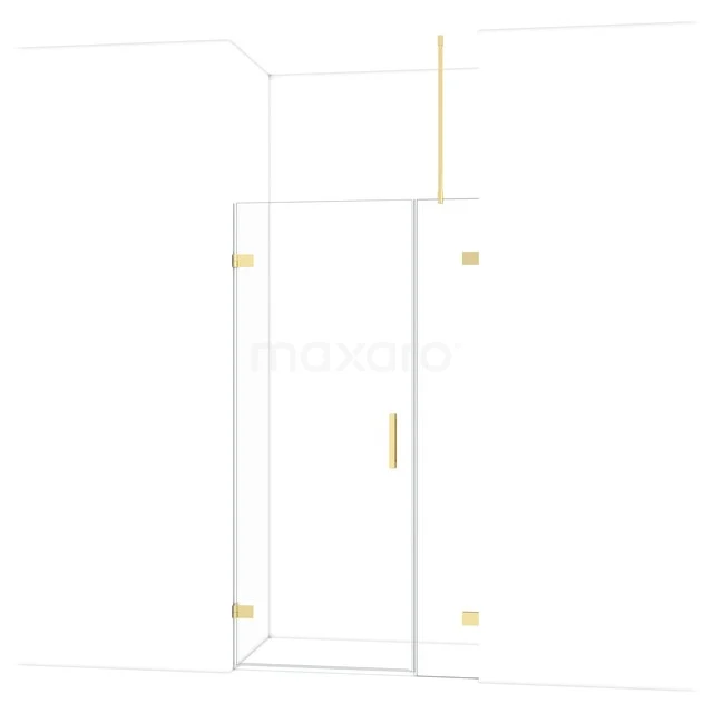 Diamond Shower door | 105 cm Glossy light gold Clear glass Pivot door DDC210803720GLG Douchedeur met goudkleurige accenten, helder glas en modern design, ideaal voor een stijlvolle badkamer.
