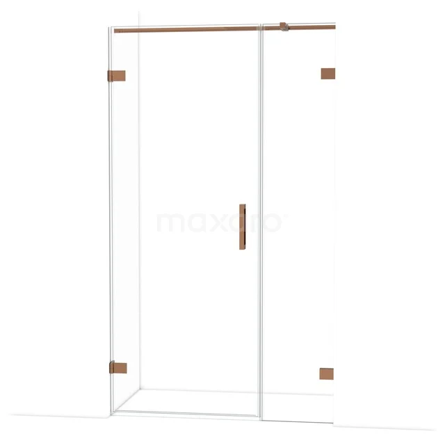 Diamond Douchedeur | 115 cm Glanzend koper Helder glas Draaideur DDC210804320GKP Glazen douchewand met schuifdeur, goudkleurige accenten, modern design, ideaal voor luxe badkamerinrichting.