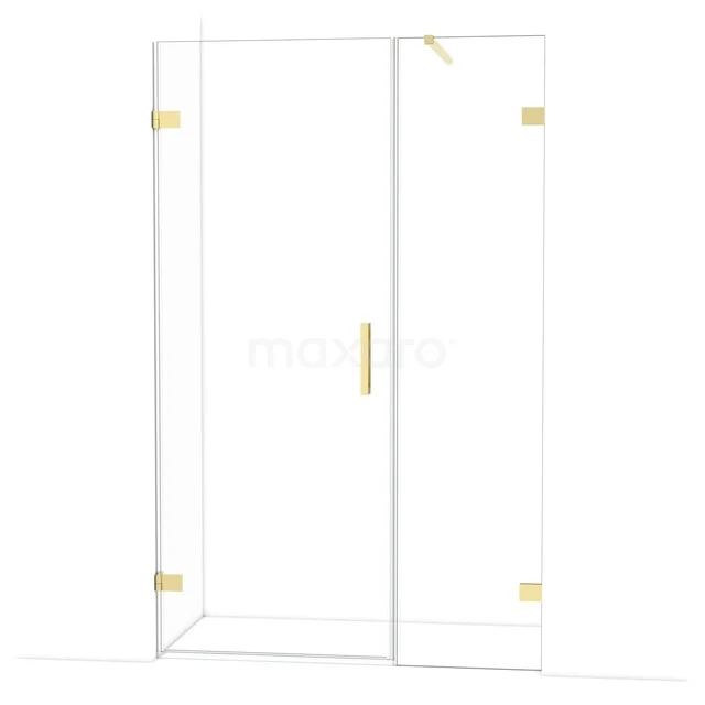 Diamond Shower door | 125 cm Glanzend lichtgoud Clear glass Pivot door DDC210805120GLG Glazen douchedeur met goudkleurige metalen accenten, modern design, perfect voor een stijlvolle badkamerupgrade.