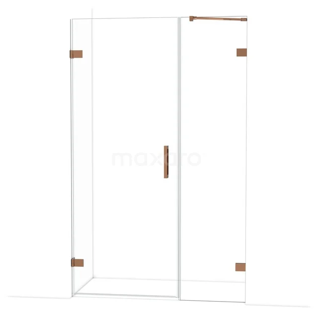 Diamond Shower door | 125 cm Glanzend koper Clear glass Pivot door DDC210805220GKP Glazen douchecabine met hoekinstap, minimalistisch design en roségouden afwerking, ideaal voor een moderne badkamerstijl.