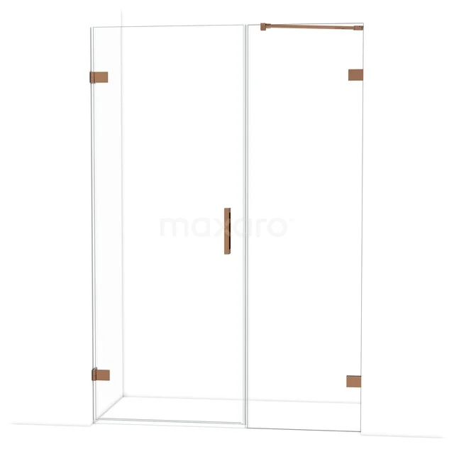 Diamond Shower door | 135 cm Glanzend koper Clear glass Pivot door DDC210806220GKP Glazen douchewand met rosegouden accenten, strak design, ideaal voor een moderne badkamer inrichting.