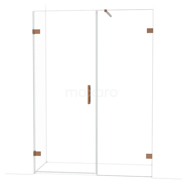 Diamond Shower door | 145 cm Glanzend koper Clear glass Pivot door DDC210807120GKP Glazen douchewand met deur, transparant met goudkleurige scharnieren, modern ontwerp, ideaal voor elke stijlvolle badkamer.