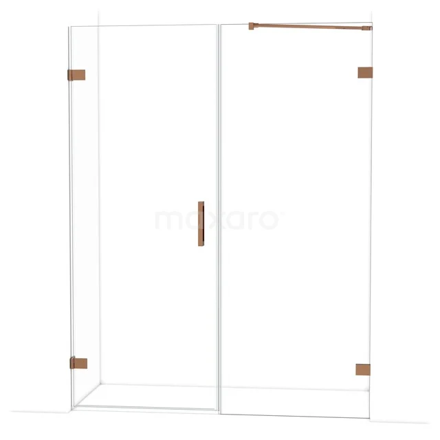 Diamond Shower door | 155 cm Glanzend koper Clear glass Pivot door DDC210808220GKP Douchewand met deur, helder glas, goudkleurige accenten, modern ontwerp, ideaal voor een luxe badkamer inrichting.