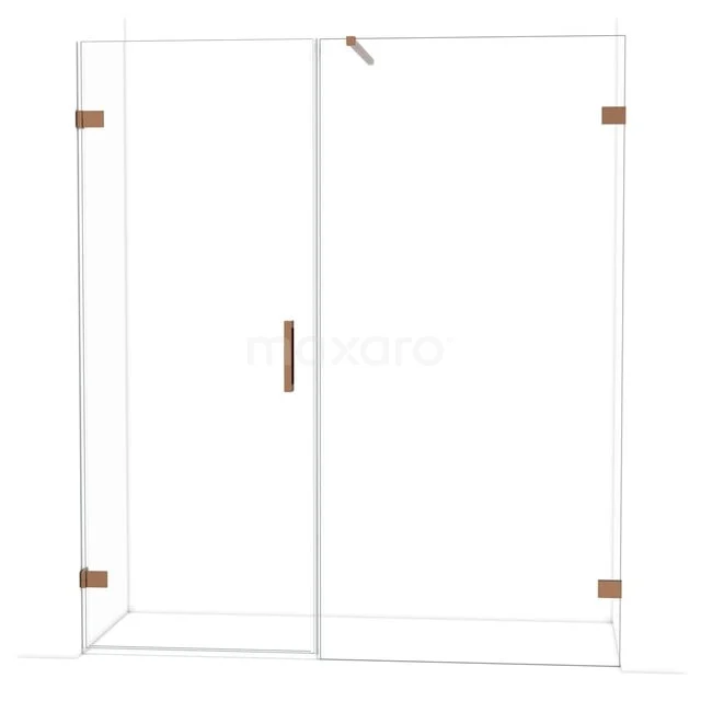 Diamond Douchedeur | 175 cm Glanzend koper Helder glas Draaideur DDC210810120GKP Inloopdouche glaswand met koperkleurige details, strak design, ideaal voor een moderne badkamer.