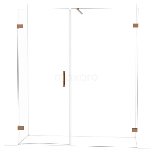 Diamond Shower door | 175 cm Glanzend koper Clear glass Pivot door DDC210810120GKP Inloopdouche glaswand met koperkleurige details, strak design, ideaal voor een moderne badkamer.