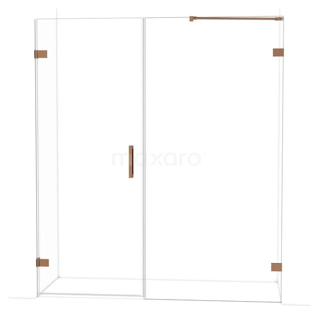 Diamond Shower door | 175 cm Glanzend koper Clear glass Pivot door DDC210810220GKP Glazen douchewand met koperkleurige accenten, moderne schuifdeur en strak design, perfect voor een stijlvolle badkamer.