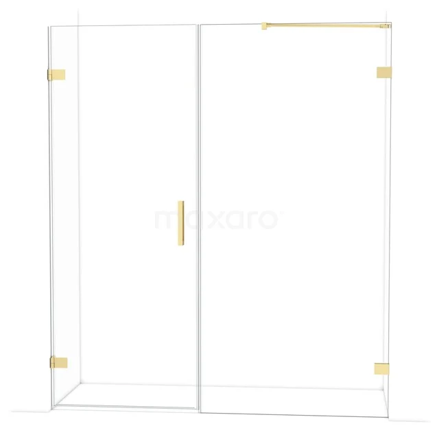 Diamond Douchedeur | 175 cm Glanzend lichtgoud Helder glas Draaideur DDC210810220GLG Douchewand met schuifdeur, goudkleurige accenten, helder glas, modern design, perfect voor een stijlvolle badkamerupdate.