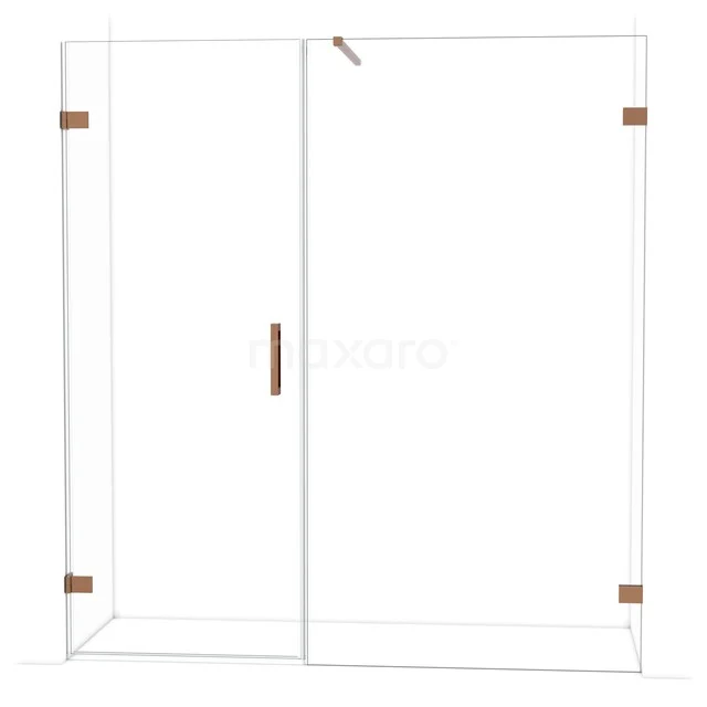 Diamond Duschtür | 185 cm Glänzendes Kupfer Klarglas Drehtür DDC210811120GKP Glas Duschwand mit Schiebetür, transparentes Glas, stilvolle Goldakzente, ideal für ein modernes Badezimmer.