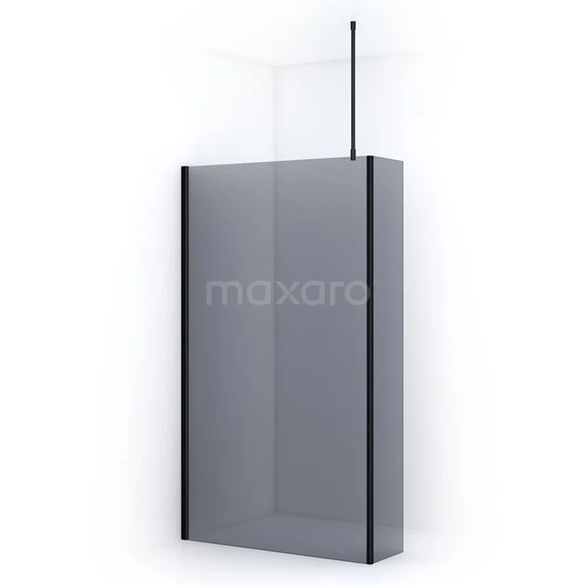 Modern black walk-in shower enclosure with clear glass and aluminium profiles, perfect for a stylish bathroom design.