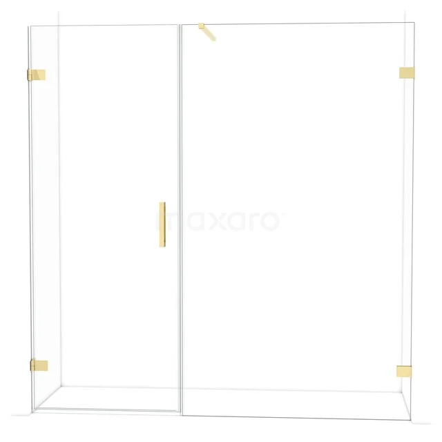 Diamond Shower door | 195 cm Shiny light gold Clear glass Pivot door DDC210812120GLG Glass shower wall with gold-coloured details, modern design, ideal for a stylish and luxurious bathroom.