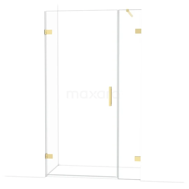 Diamond Shower door | 115 cm Glanzend lichtgoud Clear glass Pivot door DDC210903120GLG Douchecabine met helder glas en goudkleurige accenten, luxe design voor moderne badkamers.