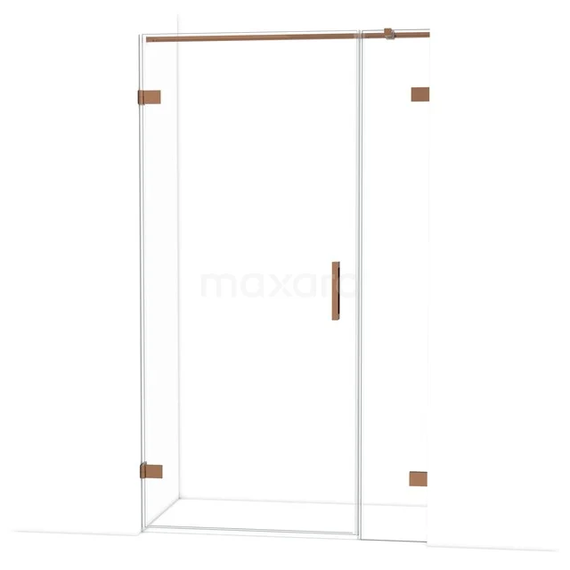 Diamond Shower door | 115 cm Shiny copper Clear glass Pivot door DDC210903320GKP Glazen douchedeur met koperen accenten, draaideurdesign, ideaal voor een stijlvolle en moderne badkamerinrichting.