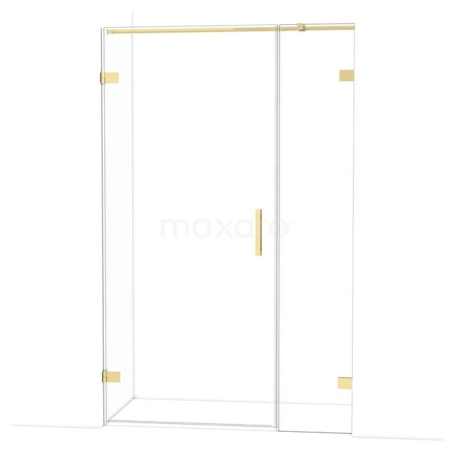 Diamond Shower door | 125 cm Shiny light gold Clear glass Pivot door DDC210904320GLG Transparent glass shower door with gold accents, ideal for a modern bathroom style.