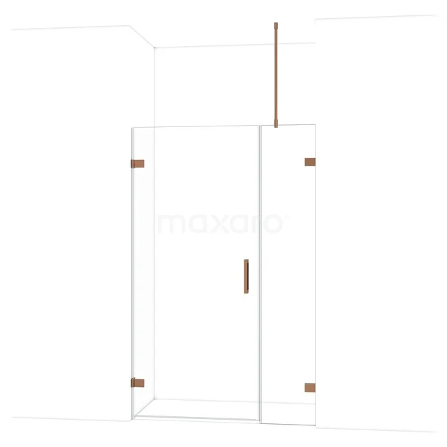 Glasene Duschtür mit matt schwarzem Haltegriff und Scharnieren, minimalistisches Design, ideal für moderne Bäder.