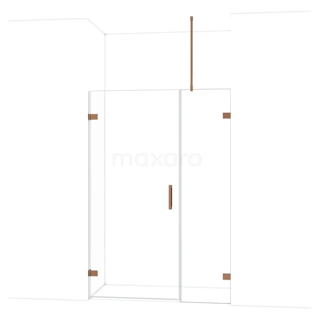 Diamond Douchedeur | 135 cm Glanzend koper Helder glas Draaideur DDC210905720GKP Glazen douchecabine met bronzen details, strakke vormgeving en doorgang, perfect voor een moderne badkamerstijl.