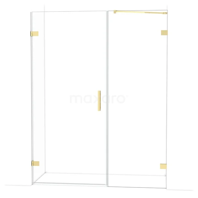 Diamond Shower door | 155 cm Glossy light gold Clear glass Pivot door DDC210907220GLG Glazen douchewand met gouden details, moderne en luxe uitstraling, perfect voor een stijlvolle badkamerinrichting.