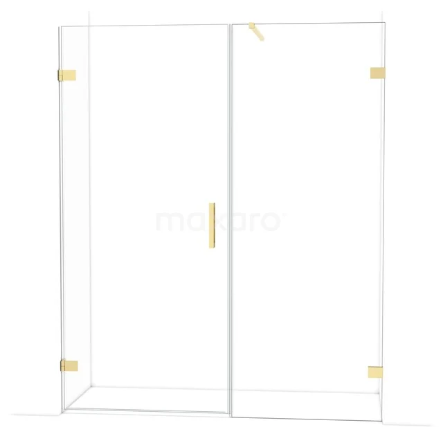 Diamond Duschtür | 165 cm Glänzendes Hellgold Klarglas Drehtür DDC210908120GLG Glas Duschwand mit Goldakzenten, schlichtes und modernes Design, ideal für eine stilvolle Badezimmergestaltung.